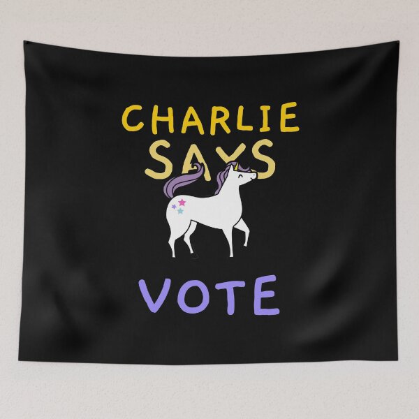 Item preview, Charlie says VOTE Unicorn Yellow Purple Design artwork designed and sold by CreatedbyJR.