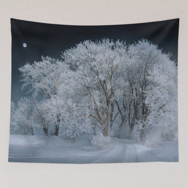 Item preview, Winter landscape night view beautiful snow covered trees bestseller tapestry designed and sold by August-E.