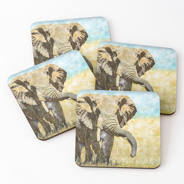 Item preview, Beautiful African Elephant colored Sketch Design designed and sold by aventi24.