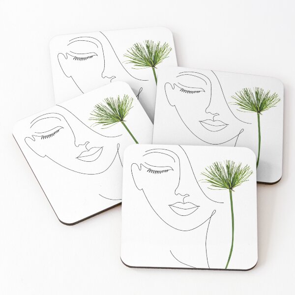 Item preview, Minimalist Face line art and Papyrus branch designed and sold by KA DESIGNS.
