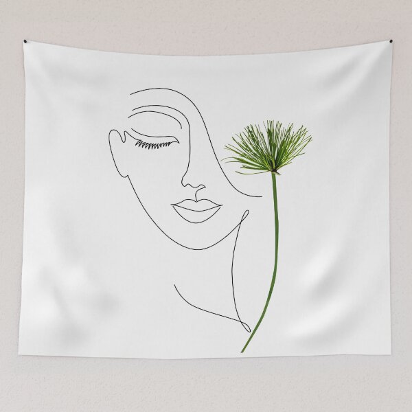 Item preview, Minimalist Face line art and Papyrus branch designed and sold by KA DESIGNS.