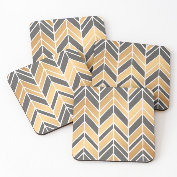 Item preview, Intermittent Herringbone – Gold & Grey designed and sold by Cat Coquillette.