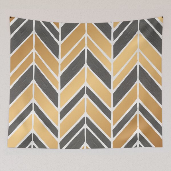 Item preview, Intermittent Herringbone – Gold & Grey designed and sold by Cat Coquillette.
