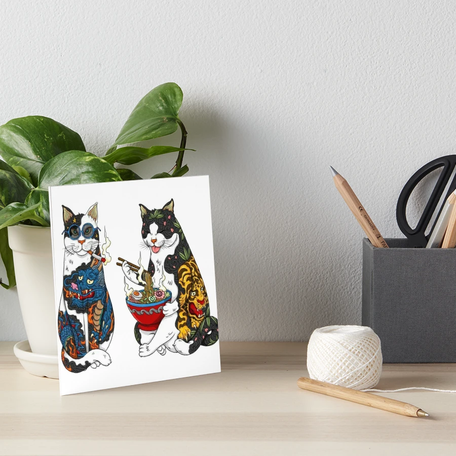 Two cute cats Art Board Print for Sale by uchiratheslayer