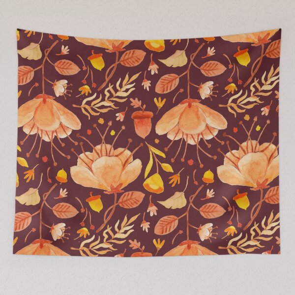 Item preview, Autumn flower leaves pattern designed and sold by ArtStyleAlice.