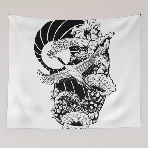 Item preview, Crane with lotus designed and sold by Rakos-Merch.