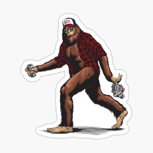 Walking USA American hillbilly Sasquatch Sticker