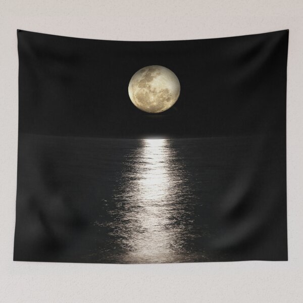 Item preview, Full moon and reflection night sky lake side view fantasy world bestseller tapestry designed and sold by August-E.