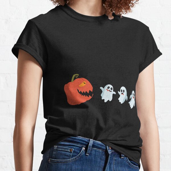 Funny Halloween Pumpkin Eating Ghost, Gamer Men Women Kids T-Shirt