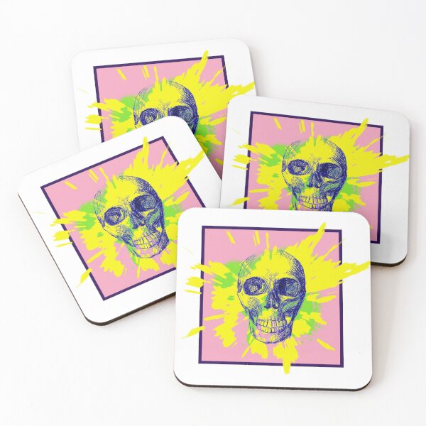 Item preview, Skull on bright colored paint splash - Graffiti art illustration designed and sold by InkLove.