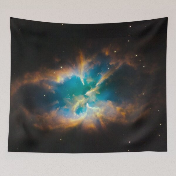 Item preview, Galaxy view turquoise and golden shiny Orion Nebula constellation bestseller tapestry designed and sold by August-E.