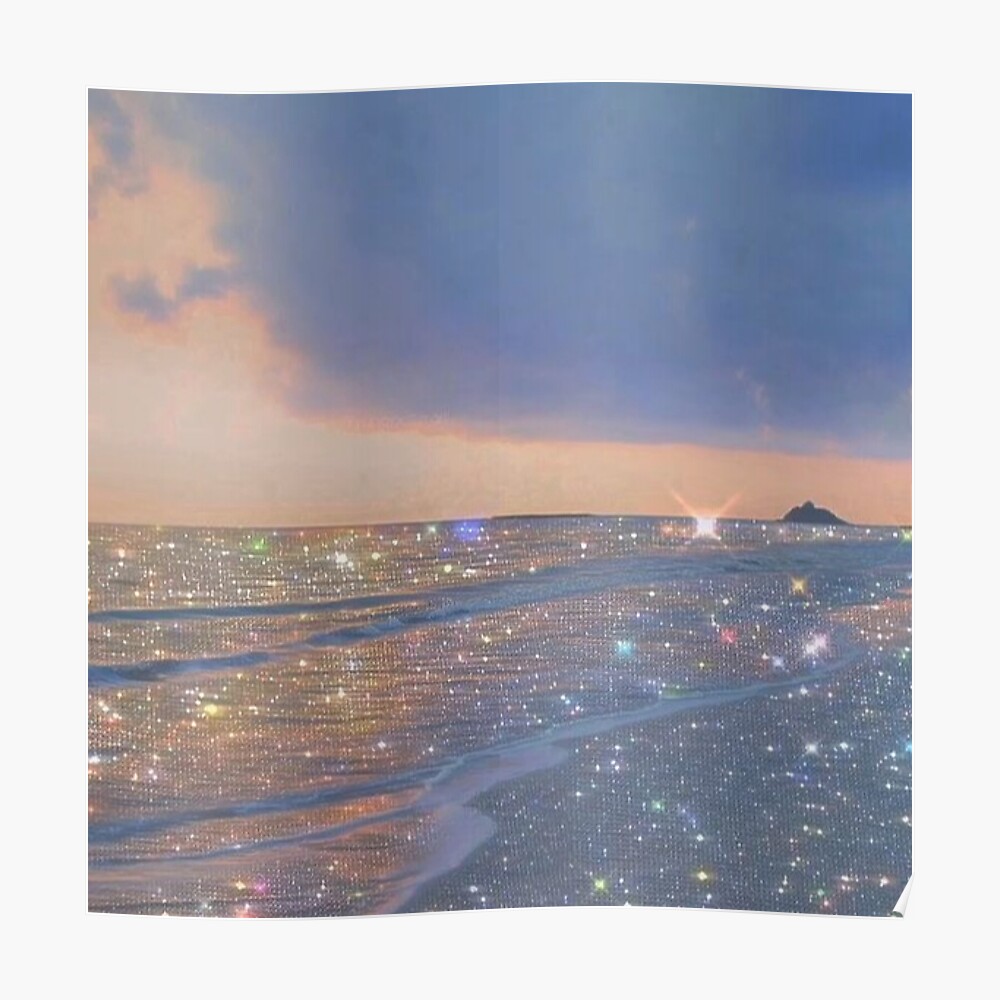 Glitter Ocean Aesthetic Sticker By Madebymishkan Redbubble