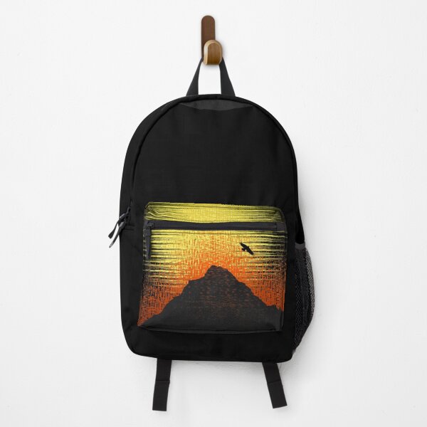 Item preview, Mountain Sunset - digital illustration designed and sold by Dyrk Wyst Redbubble Shop.