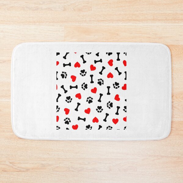 Item preview, cute seamless pattern with dog bone, paw print and red heart t-shirt designed and sold by bestdesigns2020.