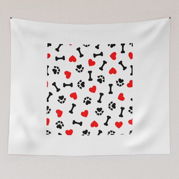 Item preview, cute seamless pattern with dog bone, paw print and red heart t-shirt designed and sold by bestdesigns2020.