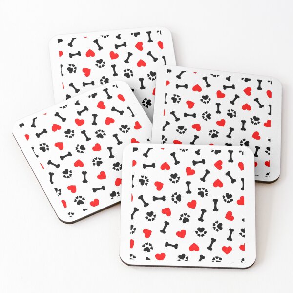 Item preview, cute seamless pattern with dog bone, paw print and red heart t-shirt designed and sold by bestdesigns2020.
