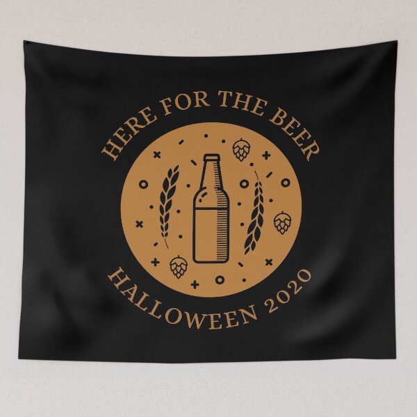 Item preview, Here For The Beer Dark Background Funny Halloween Design designed and sold by up4tee.