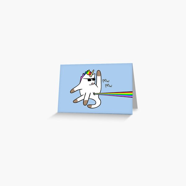 Unicorn Cat Rainbow Butt Laser Greeting Card