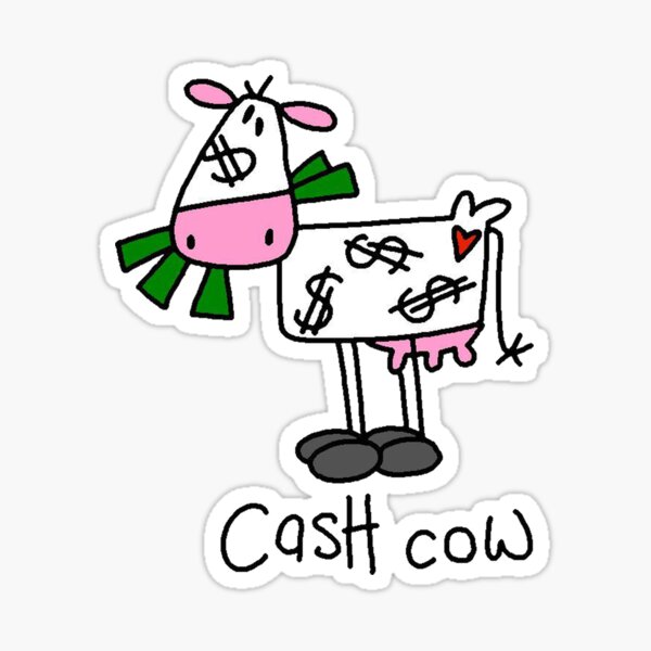 Item preview, Cash Cow Funny Black And White Stick Figure Cow designed and sold by cowpie.
