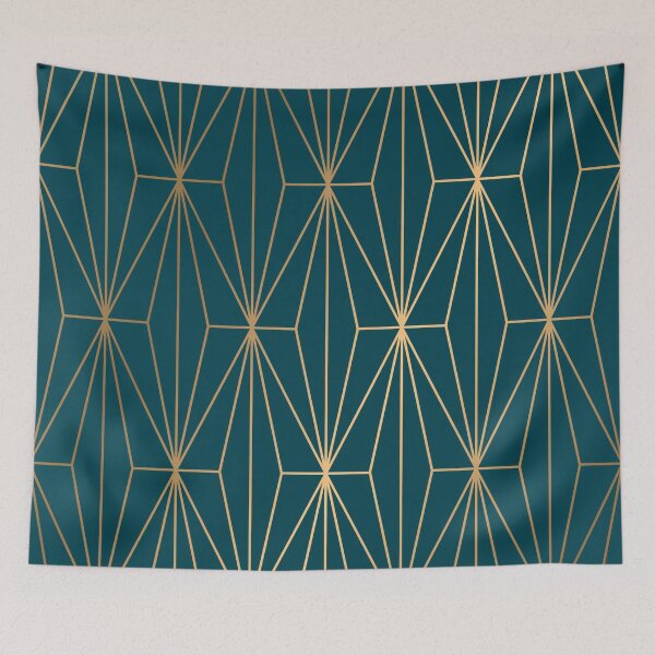 Item preview, Hidden Sapphire Benjamin Moore Geometric Gold Pattern designed and sold by Vic Torys ☆.