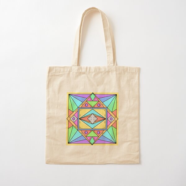 Geometric Design Neon Colours Cotton Tote Bag