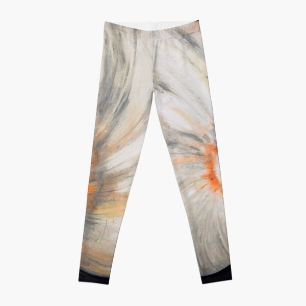 Orange Moon Shell Acrylic Painting Pattern Leggings