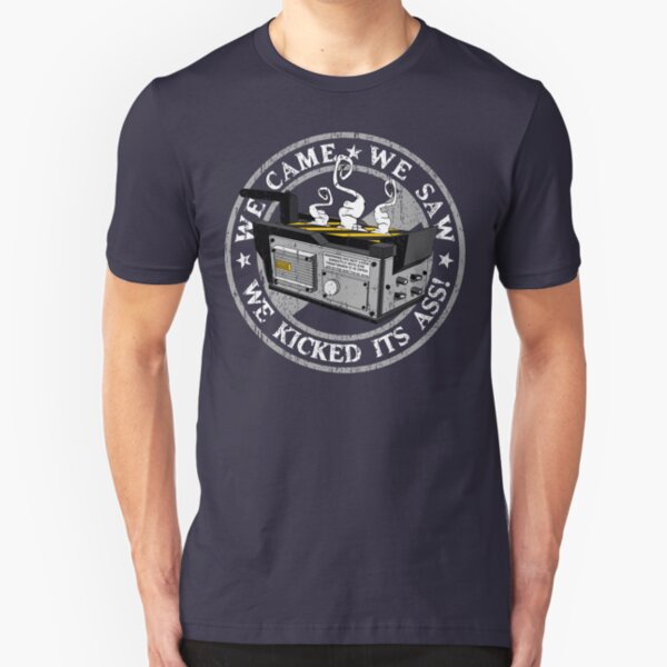 We came, we saw, we kicked its ass! Slim Fit T-Shirt