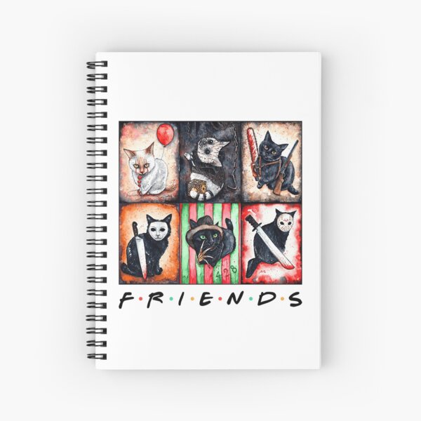 Cat horror movie characters Friends style Spiral Notebook