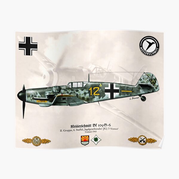 Messerschmitt Me 109g 6 Jagdgeschwader 3 Poster By Ah Aviation Art Redbubble