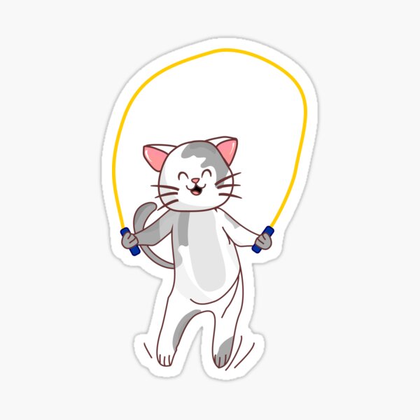 "Jump Rope cat" Sticker for Sale by mitalim Redbubble