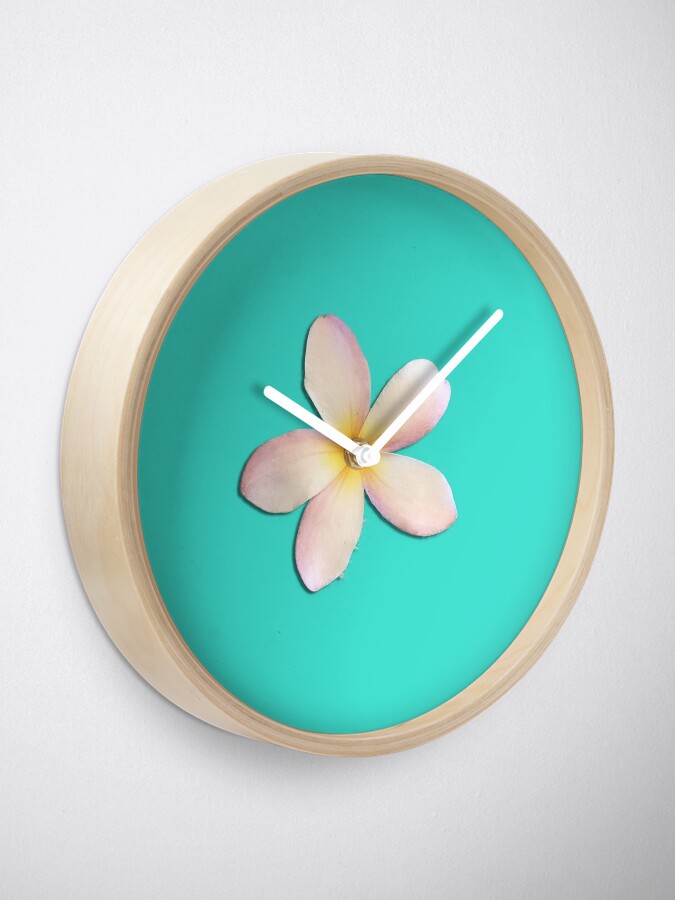 Alternate view of Plumeria Turquoise Clock