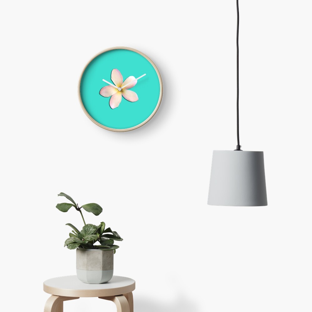 Plumeria Turquoise Clock