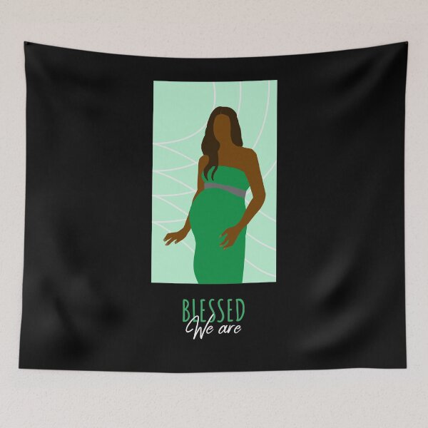 Item preview, We Are Blessed - Green Pregnant Woman Queen Brown Skin Girl Black Girl Magic Afro Kwanzaa Design designed and sold by CreatedbyJR.