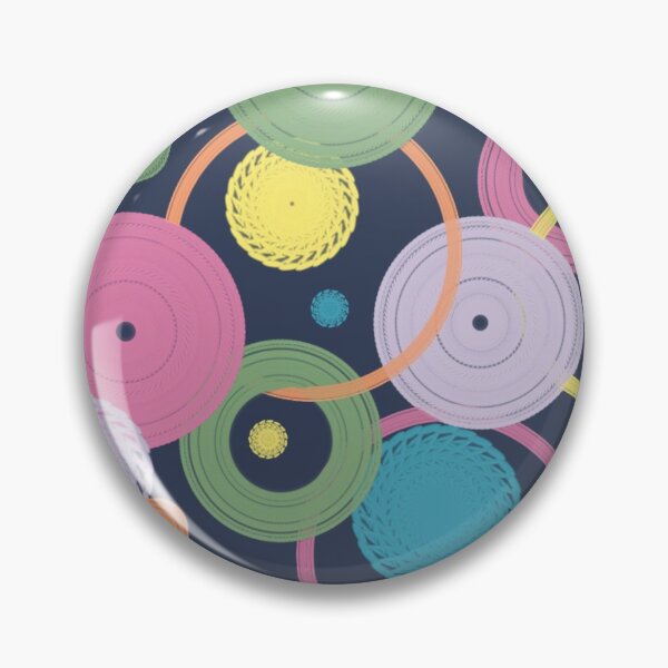 Item preview, Bright and Colorful Doilys with Rings on Navy Background designed and sold by MelindaLedsome.