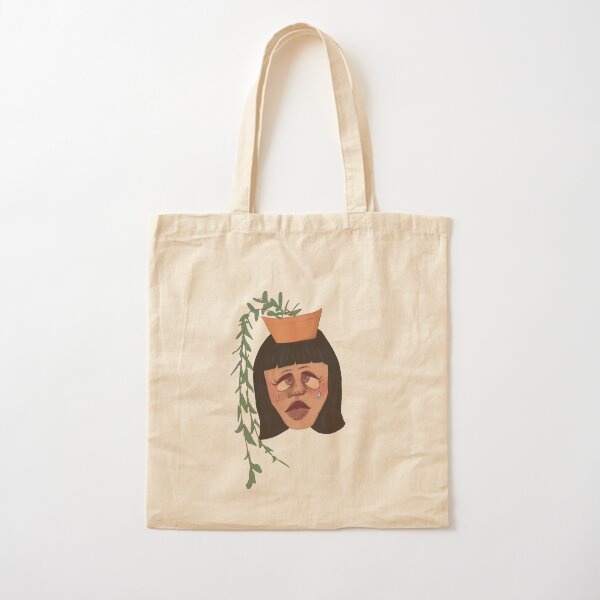 Sad Plant Girl Cotton Tote Bag