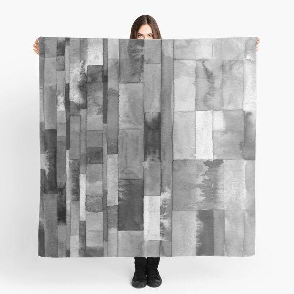 "Gray Elegance" watercolor digitally edited Scarf