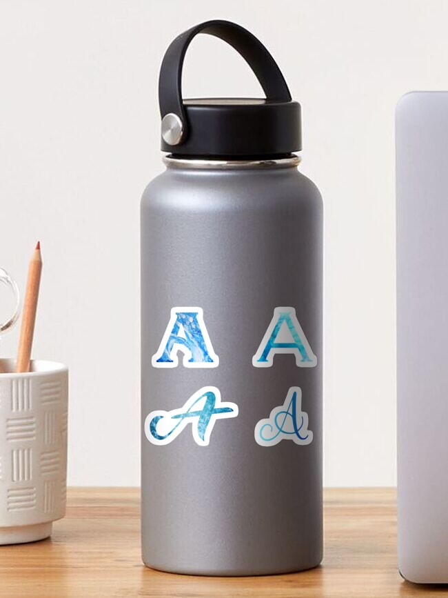 Hydro Flask stickers - letter A monogram (ocean waves + watercolor) |  Sticker pack set | Sticker