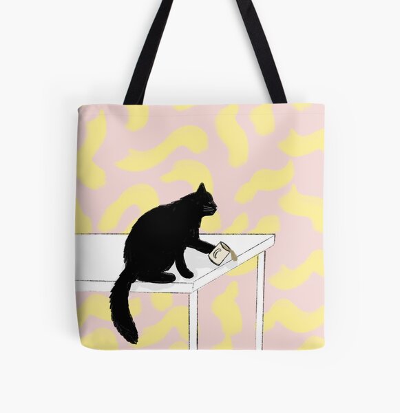 Colorful Coffee Cat All Over Print Tote Bag