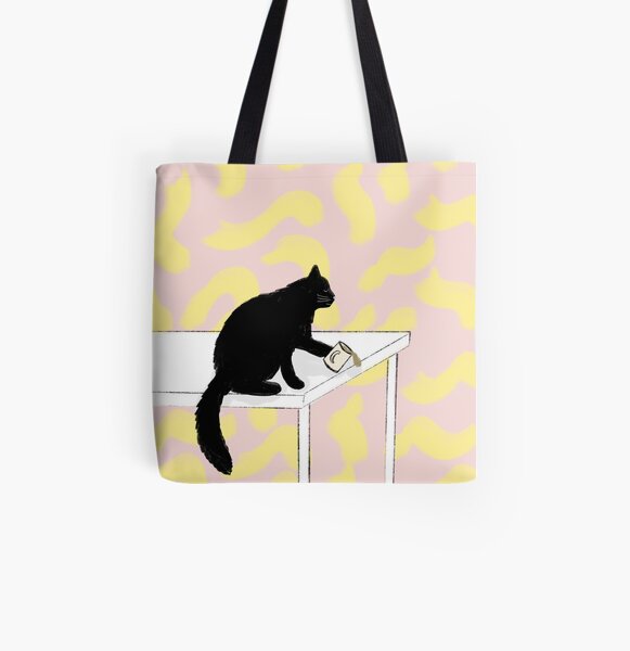 Colorful Coffee Cat All Over Print Tote Bag