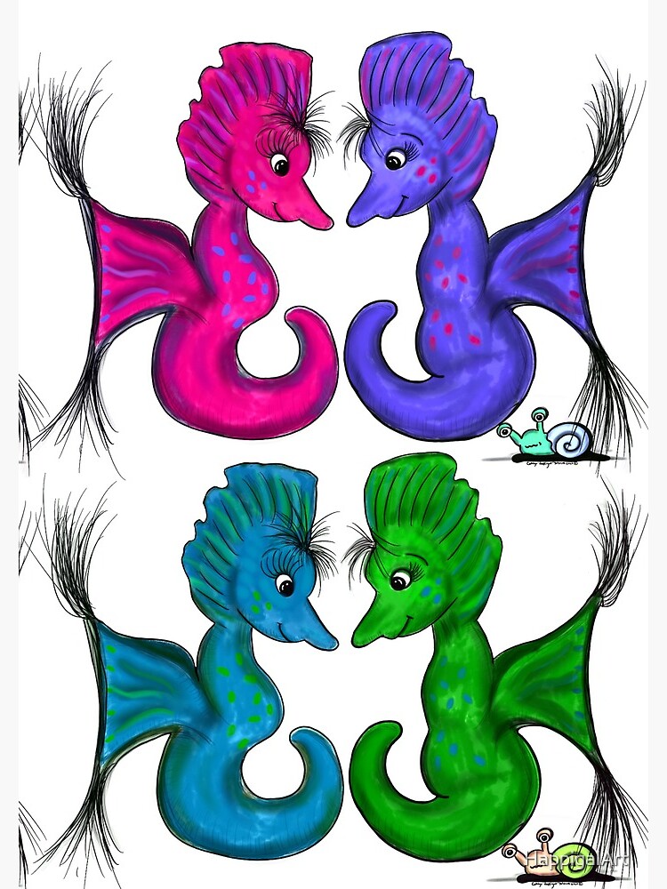 New Sea Love Seahorse Family Rainbow by HappigalArt