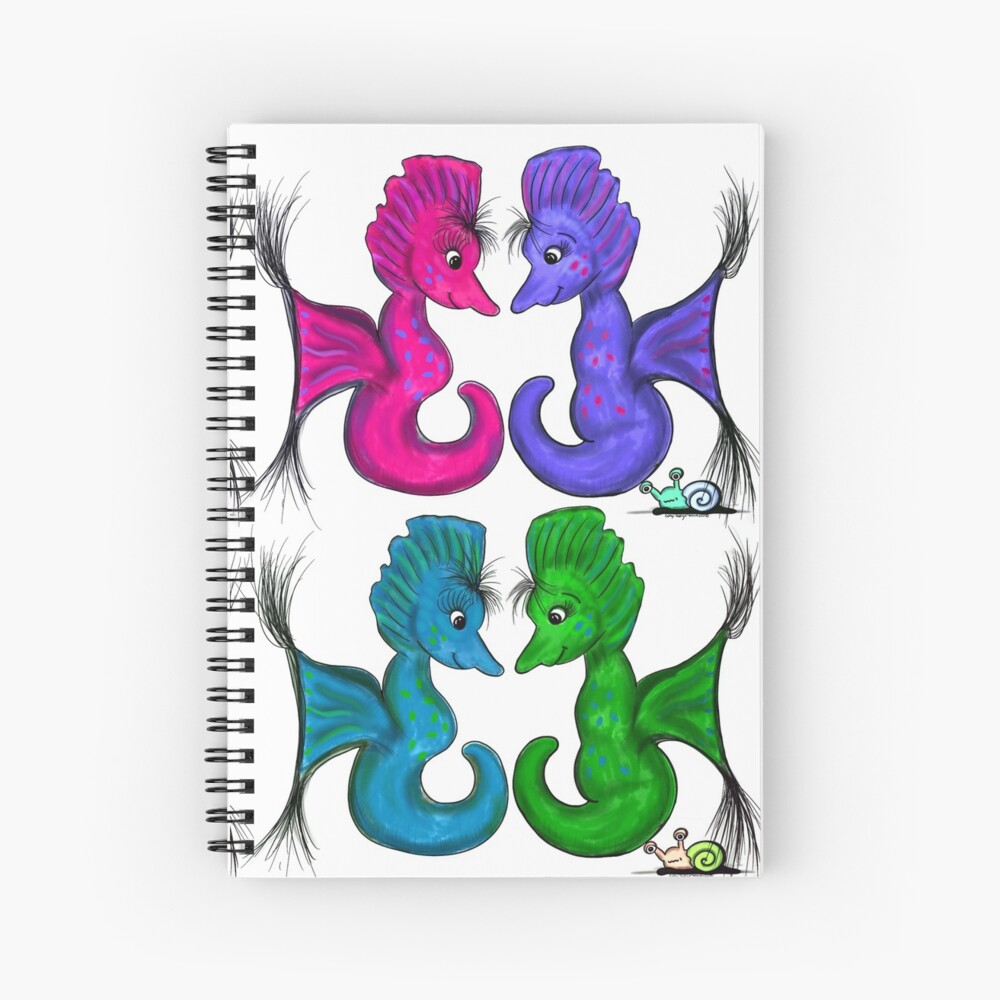 New Sea Love Seahorse Family Rainbow Spiral Notebook