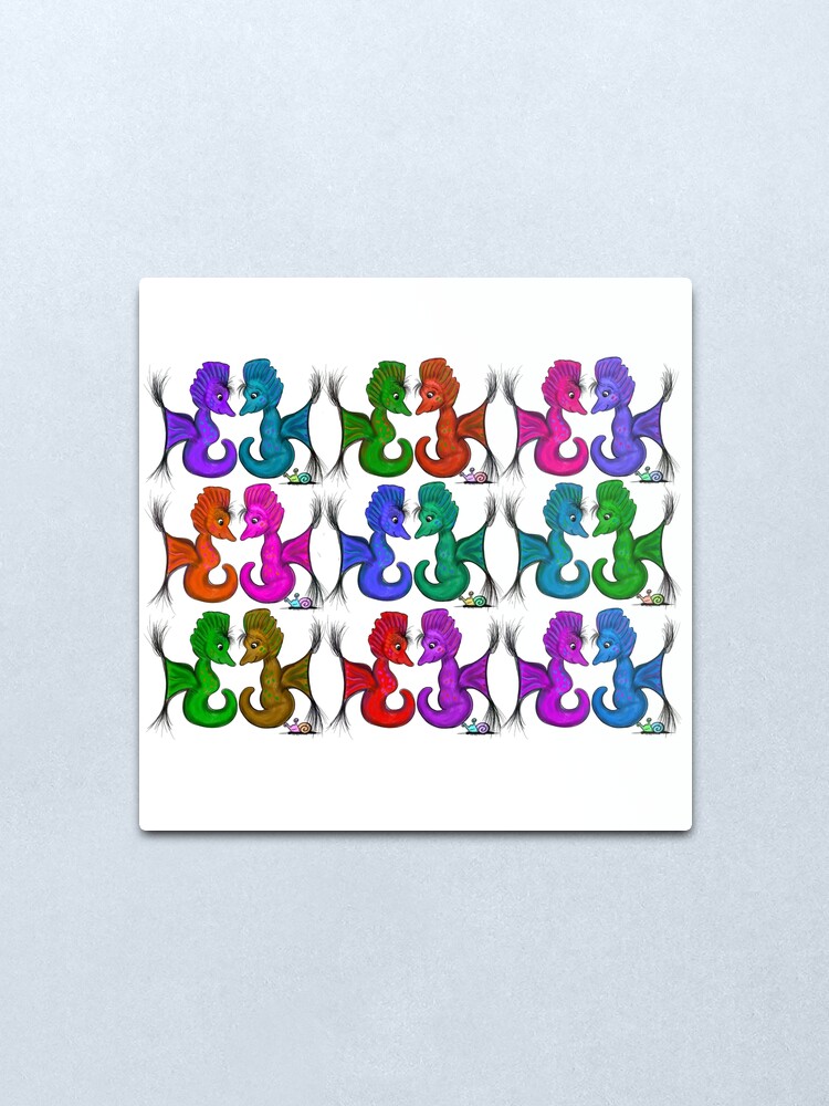 Alternate view of New Sea Love Seahorse Family Rainbow Metal Print