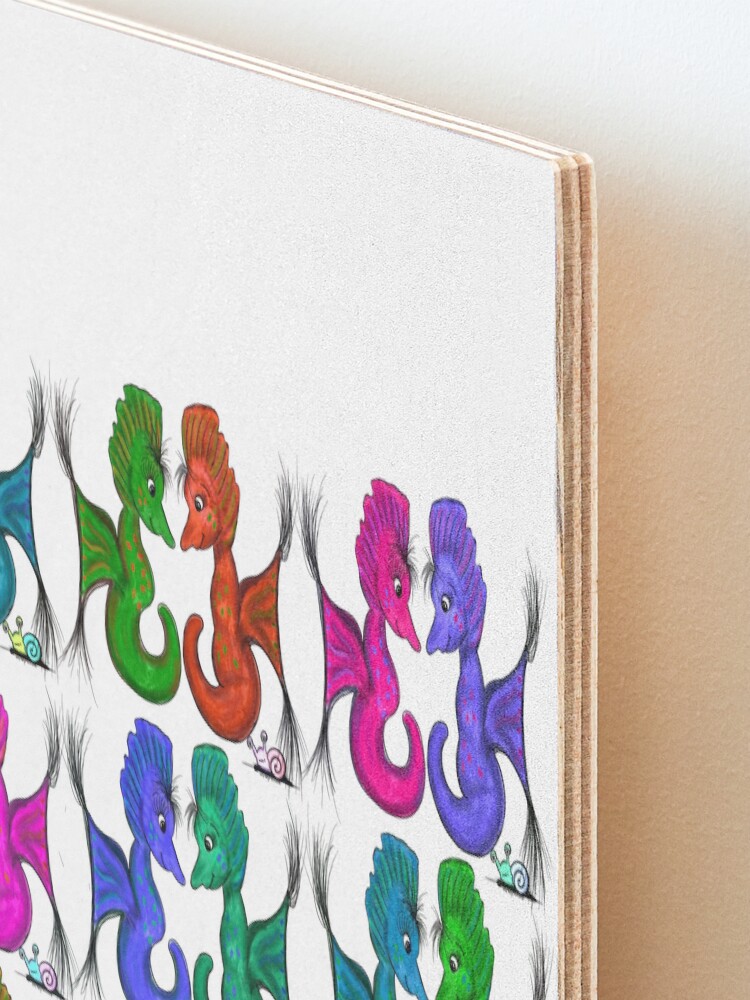 Alternate view of New Sea Love Seahorse Family Rainbow Mounted Print