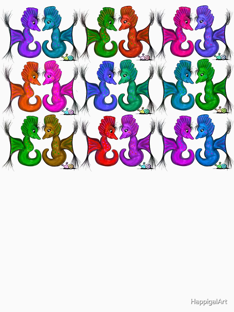 New Sea Love Seahorse Family Rainbow by HappigalArt