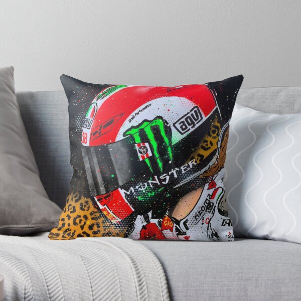 Marco Simoncelli - MotoGP graffiti painting by DRAutoArt Throw Pillow