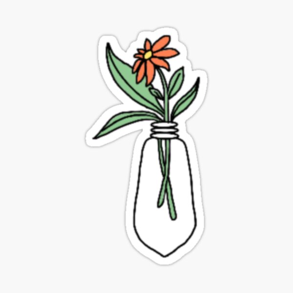 Orange Flower Lightbulb Design Glossy Sticker