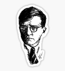Shostakovich drawing in black on white Sticker