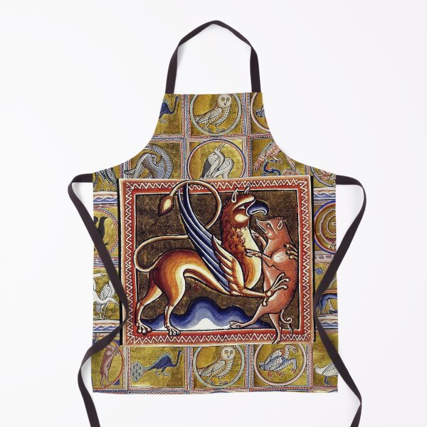 Item preview, MEDIEVAL BESTIARY,GRYPHON AND WILD BOAR,FANTASTIC ANIMALS IN GOLD RED BLUE COLORS designed and sold by BulganLumini.