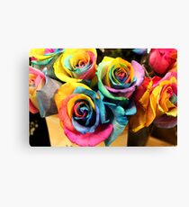Colorful Bouquet of Rainbow Roses Canvas Print