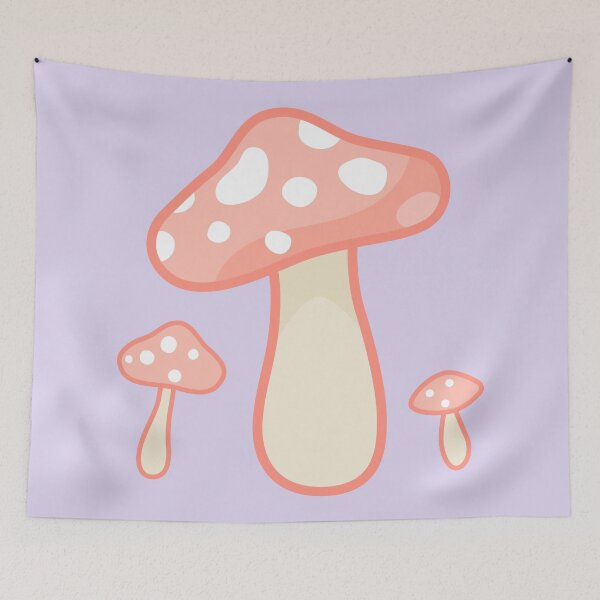 Aperçu de l'œuvre champignons cottagecore rose pastel créée et vendue par prismatic paper co.